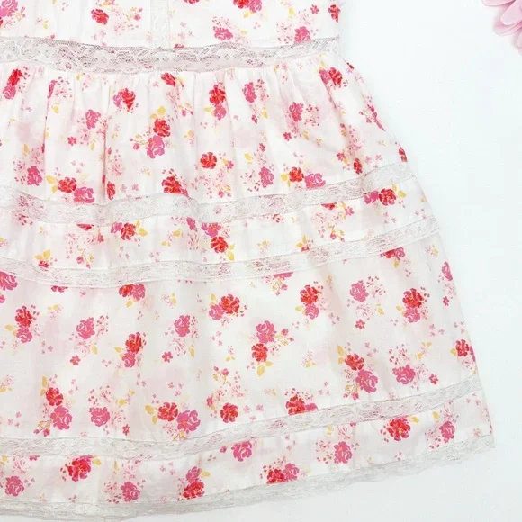LoveShackFancy X Target Cosette Floral Midi Dress Smocked Cottagecore Lace Pink - Picture 8 of 14
